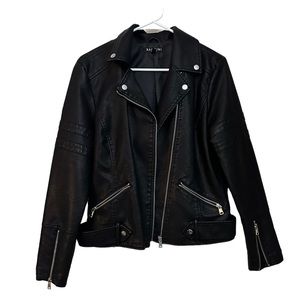 Baccini Faux Leather jacket polyester motorcycle black womens size medium